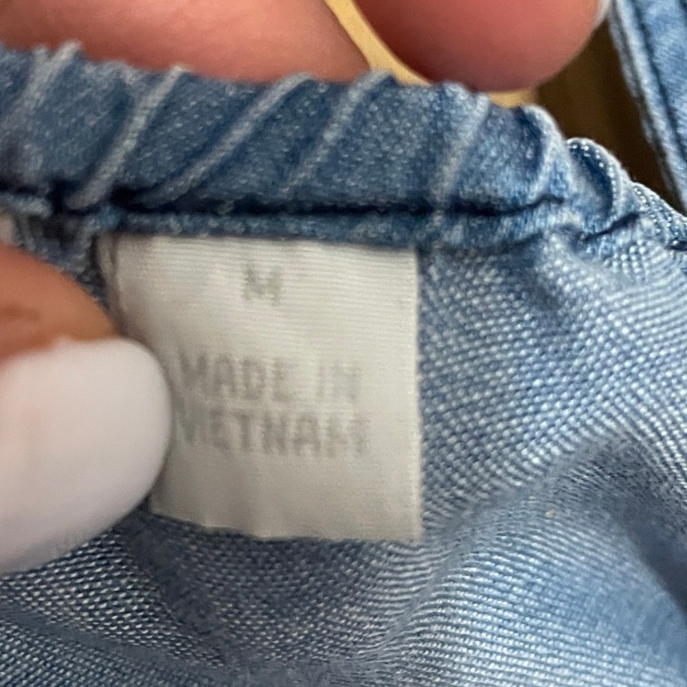 New York & Company Chambray Denim Midi Swing Dress Racerback Sleeveless Women‎ M - Picture 3 of 8